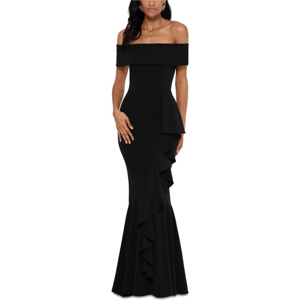 Betsey Johnson Womens Side Ruffle Mermaid Gown Dress, NWT